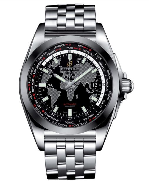 Breitling Replica Galactic Unitime SleekT black dial watch